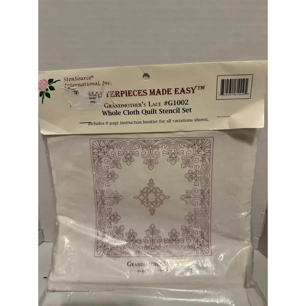 Vintage Grandmother’s Lace G1002 Whole Cloth Quilt Stencil Set New Sealed